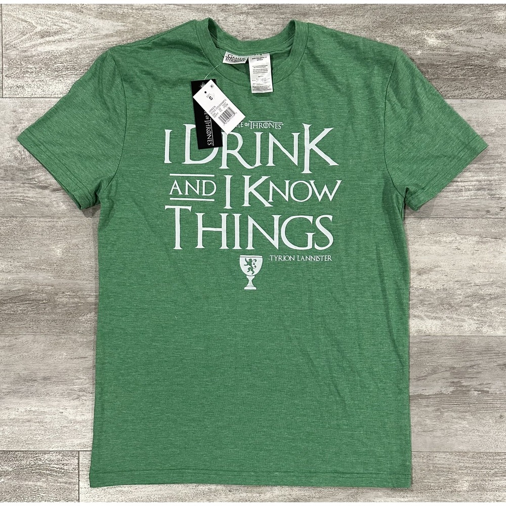 Game of Thrones I Drink And I Know Things Mens T-Shirt Tyrion Lannister Sz S NEW